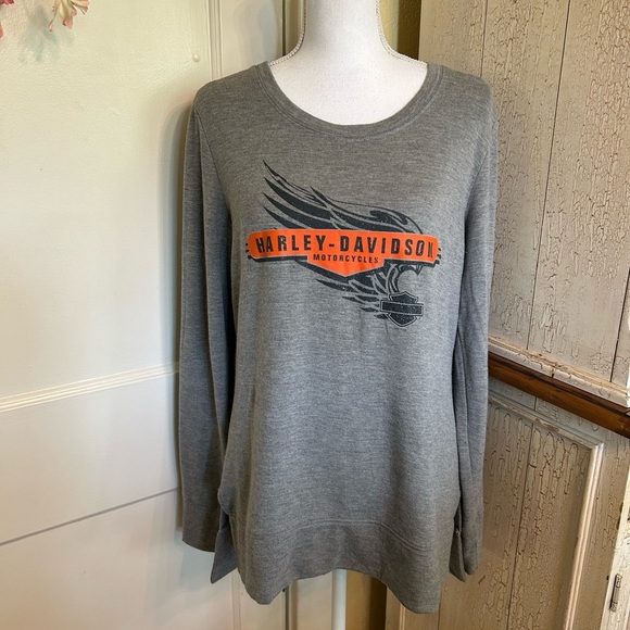 Harley-Davidson Tops - Harley-Davidson Gray and Orange Sweatshirt.